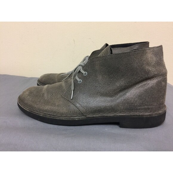 Clarks originals men size US 9M GB 8.5 gray leather ankle  lace up boots - Picture 4 of 12